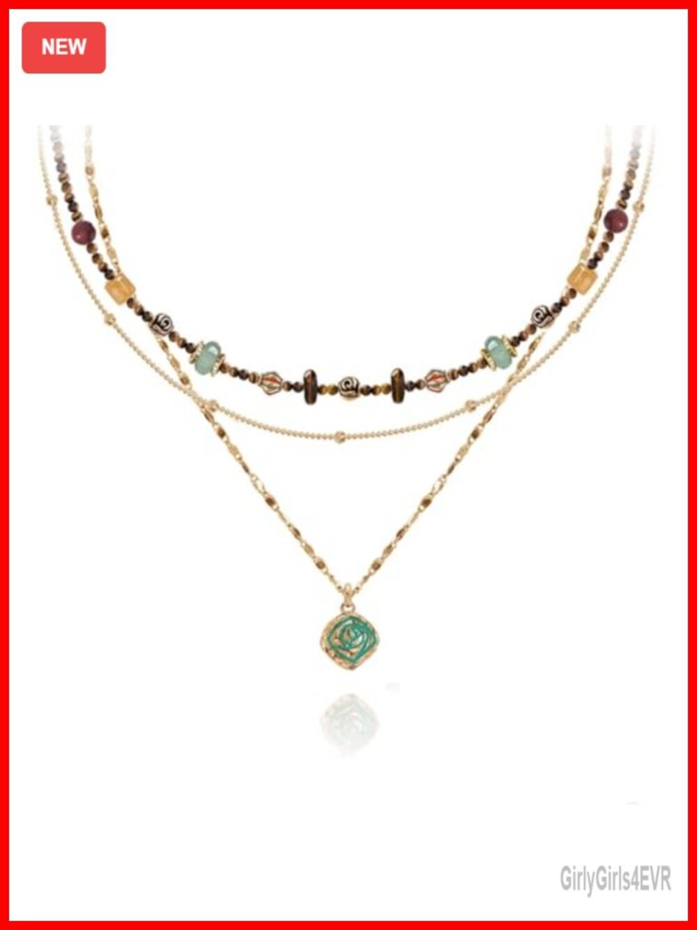 Boho Multi-Layer Beaded Gold-Plated Necklace Retro Style Fashion